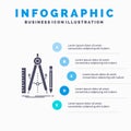 Build, design, geometry, math, tool Infographics Template for Website and Presentation. GLyph Gray icon with Blue infographic Royalty Free Stock Photo