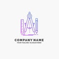 Build, design, geometry, math, tool Purple Business Logo Template. Place for Tagline Royalty Free Stock Photo