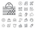 Build line icon. Safety helmet sign. Salaryman, gender equality and alert bell. Vector