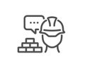 Build line icon. Safety helmet sign. Vector