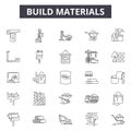 Build materials line icons, signs, vector set, outline illustration concept