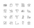 Build materials line icons, signs, vector set, outline illustration concept
