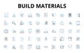 Build materials linear icons set. Timber, Concrete, Steel, Brick, Plaster, Glass, Asphalt vector symbols and line