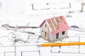 build model houses for architectural plans. The concept of planing and building. Royalty Free Stock Photo