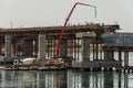 Build of new Nile river Bridge after Luxor in direction Assuan during boat cruise construction site