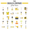 Build and Repair flat icon set, construction signs Royalty Free Stock Photo