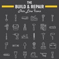 Build and Repair line icon set, construction signs