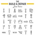 Build and Repair line icon set, construction signs