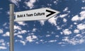 build a team culture traffic sign on blue sky