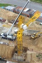 Build of tower crane, excavator and other