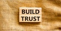 Build trust symbol. Concept words Build trust on wooden blocks on a beautiful canvas table canvas background. Business and build Royalty Free Stock Photo