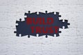 Build trust symbol. White puzzle with words Build trust. Beautiful dark blue background. Business and Build trust concept. Copy