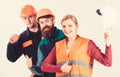 Builder, architect, engineer as friendly team. Woman and men Royalty Free Stock Photo