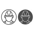 Builder avatar line and solid icon. Industrial worker face, man in uniform symbol, outline style pictogram on white Royalty Free Stock Photo