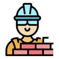 Builder brick icon color outline vector