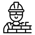 Builder brick icon, outline style