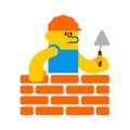 Builder and brick wall. Erector and wall. Building Icon Symbol Royalty Free Stock Photo