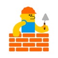 Builder and brick wall. Erector and wall. Building Icon Symbol