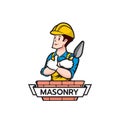 The Builder bricklayer logo icon isolated masonry cartoon style