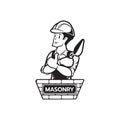 The Builder bricklayer logo icon isolated masonry cartoon style