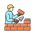 builder building with brick color icon vector illustration