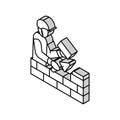 builder building with brick isometric icon vector illustration