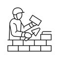 builder building with brick line icon vector illustration
