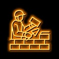 builder building with brick neon glow icon illustration