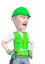 Builder cartoon is shouting