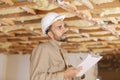 builder in with clipboard Royalty Free Stock Photo