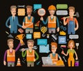 Builder or construction, repair icons set. Vector illustration