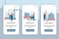 Builder at Construction Site Mobile App Page Set