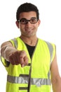 Builder construction worker pointing at you