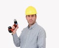 A builder with a drill