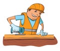 Builder with electric saw Royalty Free Stock Photo