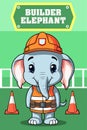 Vector Illustration, Builder Elephant, Animal Clipart