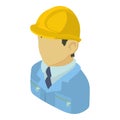 Builder engineer asian icon, isometric 3d style