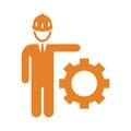 Builder, engineer, developer icon. Orange color vector EPS
