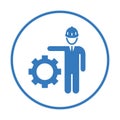 Builder, engineer, developer icon. Blue color design
