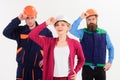 Builder, engineer, labourer, repairman as friendly team. Royalty Free Stock Photo