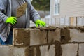 Builder erects a wall Royalty Free Stock Photo