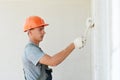 Builder facade plasterer worker Royalty Free Stock Photo