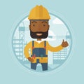 Builder giving thumb up vector illustration.