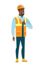 Builder giving thumb up vector illustration.