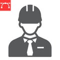 Builder glyph icon, construction worker and repairman, engineer sign vector graphics, editable stroke solid icon, eps 10 Royalty Free Stock Photo