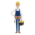 A builder with a hard hat and a toolbox. Construction worker.