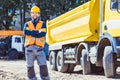 Builder in hardhat and vest Royalty Free Stock Photo