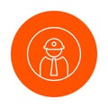 Builder in helmet with lantern and tie, monochrome round icon, flat style Royalty Free Stock Photo