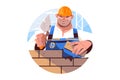 Builder holding brick