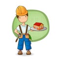 The builder holding small house